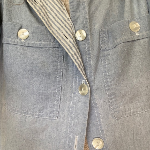 Vintage Chambray Collarless Smock Oversized Button Down - Picture 6 of 11